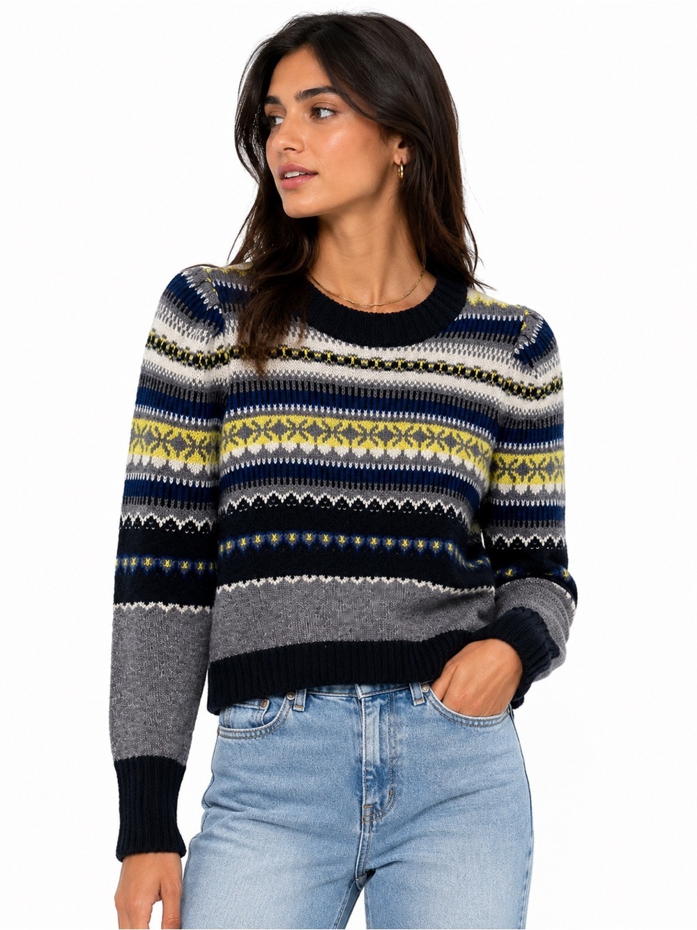 Zara Fair Isle Knit Cropped Sweater Women’s